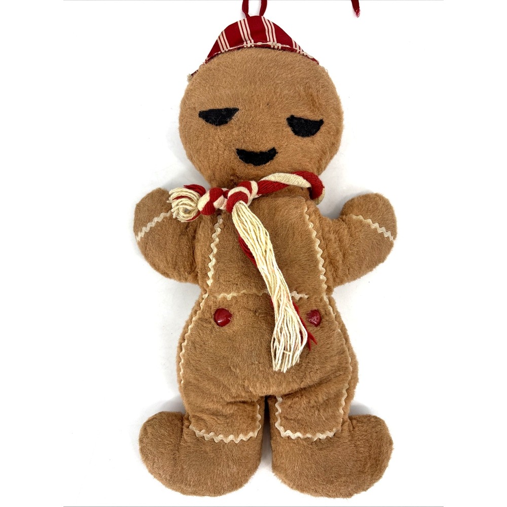 Vintage Knickerbocker Gingerbread Man Plush 12" Candy‎ Cane Hat 1950s 60s
